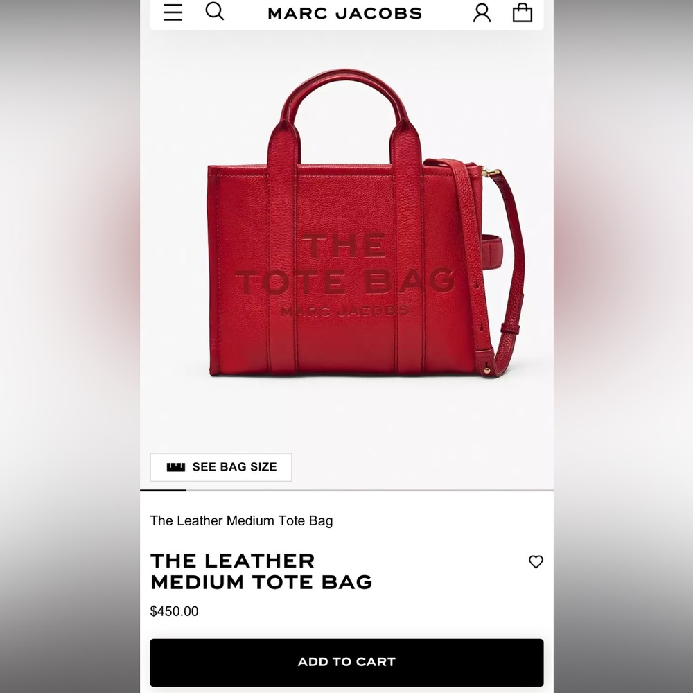 Marc Jacobs Bold Red Leather Tote